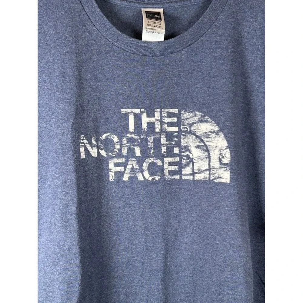 The North Face‎ Mens Blue Heathered Graphic Logo Short Sleeve T-Shirt Large L/G